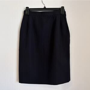 Vintage Yves Saint Laurent Rive Gauche Wool Pencil Skirt, Navy, Size Small/38